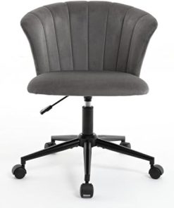 Velvet Swivel Desk Chair with Comfy Backrest and Adjustable Height 2