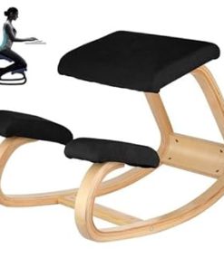 Ergonomic Wooden Kneeling Chair with Memory Foam Cushion Black 2