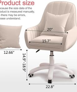 Mid-Back Velvet Office Chair Swivel Adjustable Height for Home Use 2