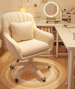 Mid-Back Velvet Office Chair Swivel Adjustable Height for Home Use