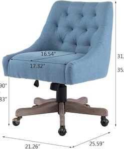 Armless Adjustable Height Swivel Desk Chair with Curved Backrest 2