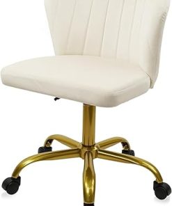 Velvet Vanity Desk Chair with Gold Base Ergonomic Adjustable Height 2