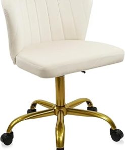 Ergonomic Velvet Office Chair Adjustable Height Rolling Armless Chair