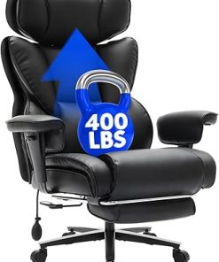 Big and Tall Office Chair 400lbs Heavy Duty High Back Swivel Black