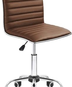 Homall Adjustable Low Back Armless Leather Office Desk Chair Brown