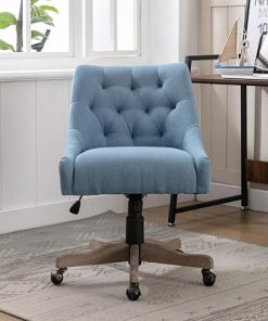 Armless Adjustable Height Swivel Desk Chair with Curved Backrest