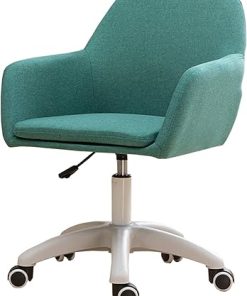 Adjustable Green Linen Home Office Chair with 5 Wheels and Swivel 2
