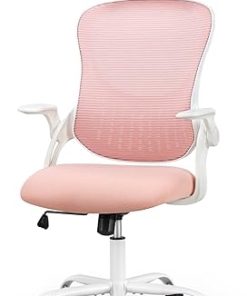 Ergonomic Pink Office Desk Chair with High Back and Lumbar Support