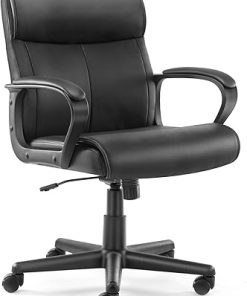 Mid Back Executive Office Chair with Padded Armrests and Lumbar Support 2