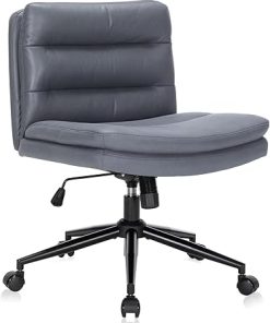 Wide Office Chair on Wheels Armless Vanity Chair for Makeup Use