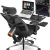 Extra Wide Swivel Vanity Chair with Lumbar Support for Home Office 4