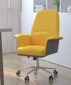 Ergonomic Swivel Desk Chair with Lumbar Support Adjustable Height Yellow 2