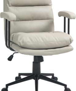 HOMCOM Light Gray PU Leather Office Chair with Adjustable Height