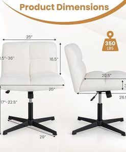 Giantex Armless Cross Legged Desk Chair with Height Adjustable Seat 2