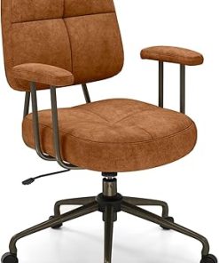 Giantex Mid Century Modern Office Chair Faux Leather Swivel Desk Chair