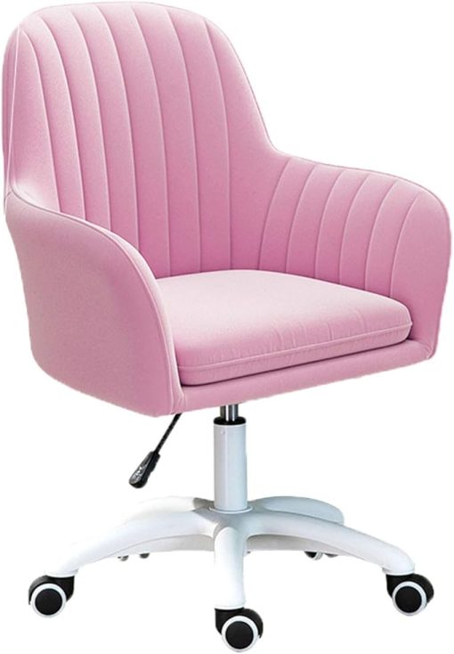 Pink Velvet Ergonomic Swivel Office Chair Adjustable Height 42-52cm - Image 2