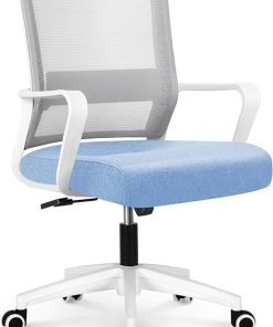 Ergonomic Sky Blue Office Chair with Lumbar Support and Wheels