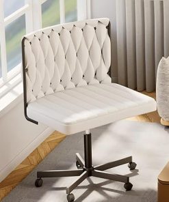 Modern Ergonomic Office Chair with Wheels, Adjustable Height, White