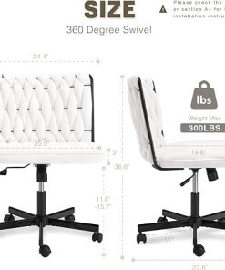 Modern Ergonomic Office Chair with Wheels, Adjustable Height, White 2