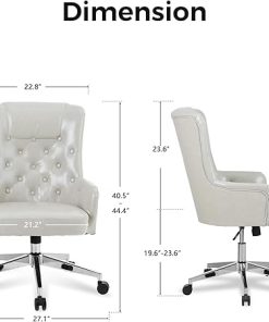 Beige Ergonomic High Back Home Office Chair with Adjustable Height 2