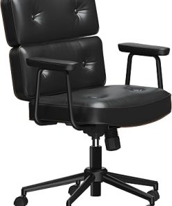 Comfortable 20in Wide Black Office Chair with Wheels and Cushion