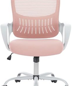 Ergonomic Mesh Computer Desk Chair with Back Support Adjustable Pink 2