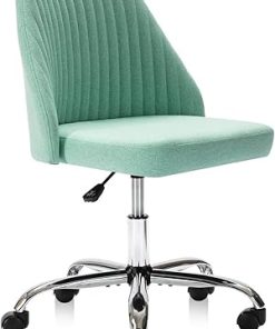 Armless Office Desk Chair Cute Swivel Vanity Chair with Mid Back