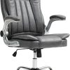 LCH Modern Mid Back Home Office Chair Computer Executive Desk Chair Pu Leather，Gray 4
