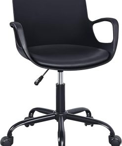 VECELO Mid-Back Desk Chair with Armrests, Adjustable Height, Black