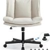 Ergonomic PU Leather Mesh Office Chair with Lumbar Support Wheels 3