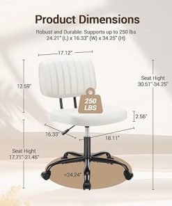 YSSOA Ergonomic PU Leather Desk Chair with Wheels Adjustable Height 2