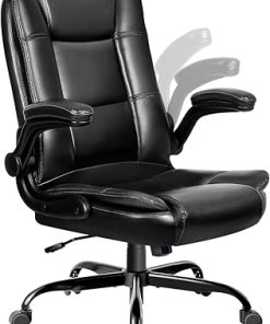 Ergonomic Leather Office Chair with Lumbar Support and High Back