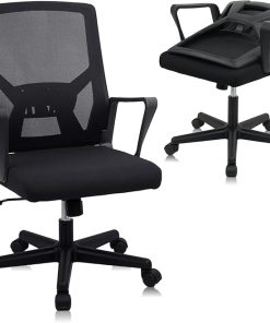Foldable Ergonomic Office Chair with Wheels and Adjustable Height 2