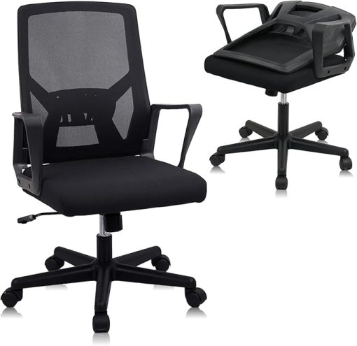 Foldable Ergonomic Office Chair with Wheels and Adjustable Height - Image 2