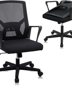 Foldable Ergonomic Office Chair with Wheels and Adjustable Height