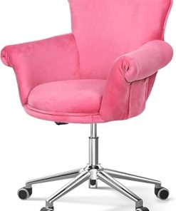 Athena Collection Adjustable Swivel Desk Chair in Pink PU Leather
