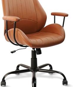 Mid Century Modern Adjustable Desk Chair with Armrests and Support 2