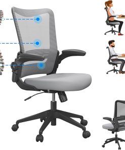 C6-M Grey Ergonomic Office Chair with Lumbar Support and Adjustable Armrest
