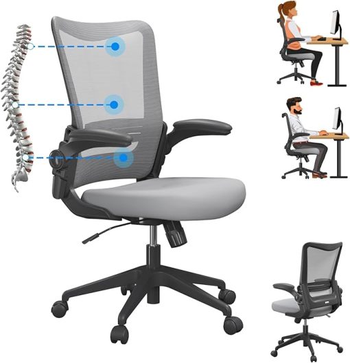 C6-M Grey Ergonomic Office Chair with Lumbar Support and Adjustable Armrest