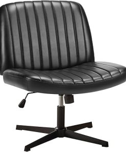 Criss Cross Armless Desk Chair Wide Seat for Home Office Black