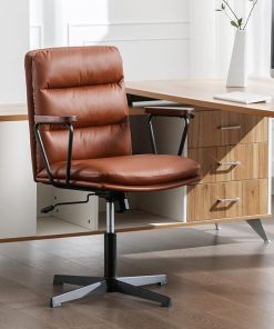 Ergonomic Criss Cross Office Desk Chair with Wooden Armrests