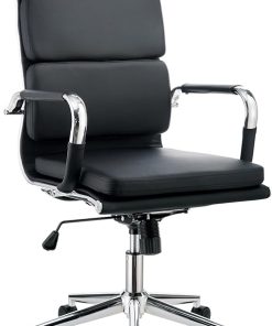 Modern High Back Home Office Chair Rolling Swivel PU Leather Black