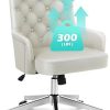 Big and Tall Office Chair with Footrest and Lumbar Support in Beige 3