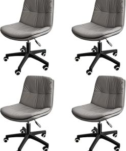 Ergonomic PU Leather Office Chair Set of 4 with Adjustable Height