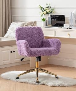 Modern Faux Fur Desk Chair for Home Office and Makeup Vanity 2
