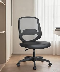 Armless Mesh Office Chair with Adjustable Lumbar Support for Adults Kids