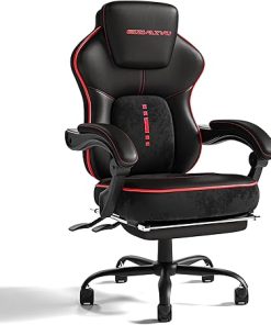 Ergonomic Office Chair with Adjustable Headrest and Footrest, High Back Computer Desk Chair with Linkage Armrests, Reclining Swivel Chair for Home Office, Executive Office Chair (273-Red)