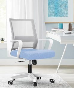 Ergonomic Sky Blue Office Chair with Lumbar Support and Wheels 2