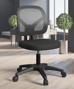 Armless Mesh Office Chair with Lumbar Support and Adjustable Height 2