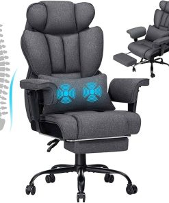 HOFFREE Big and Tall Reclining Office Chair with Footrest and Massage